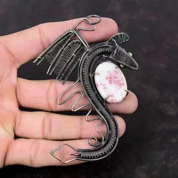 Кулон из киновари, медная проволока, обернутая драгоценными камнями, кулон ручной работы, кулон с драконом, ювелирные изделия из киновари, медная проволока, кулон, свадебный подарок