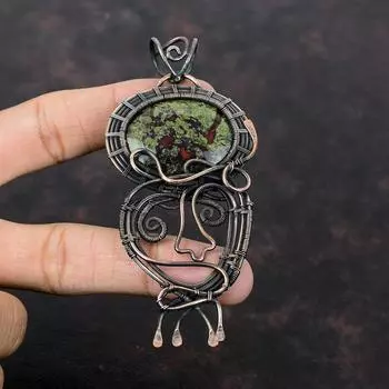 Кулон из кровавого камня дракона, кулон из медной проволоки, ювелирные изделия из драгоценных камней, кулон ручной работы, ювелирные изделия из медной проволоки, уникальный кулон, подарок для мамы