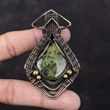 Кулон из кровавого камня дракона, кулон из медной проволоки, изысканные украшения из драгоценных камней, кулон ручной работы, ювелирные изделия из медной проволоки, женский специальный подарок