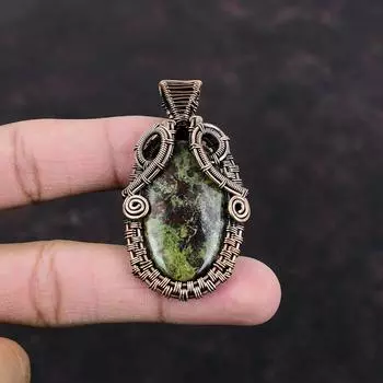 Кулон из кровавого камня дракона, медная проволока, кулон, ювелирные изделия из драгоценных камней, удивительный кулон ручной работы, медные украшения для подарка, кулон в этническом стиле