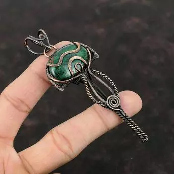 Кулон из куприта и хризоколлы, обернутый медной проволокой, элегантный кулон, обернутый проволокой, драгоценный камень, кулон ручной работы, медный кулон для подарка