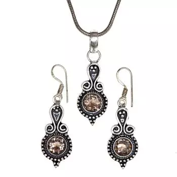 Кулон из кварца Smoky Sterling Jewelry Gemstone Natural Handmade