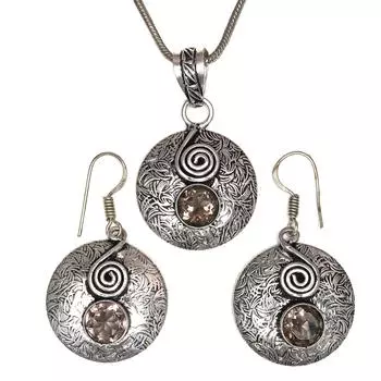 Кулон из кварца Smoky Sterling Jewelry Gemstone Natural Handmade