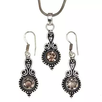Кулон из кварца Smoky Sterling Jewelry Gemstone Natural Handmade