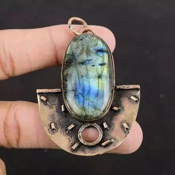 Кулон из лабрадорита, медный кулон, очень красивый кулон из драгоценного камня, подвески ручной работы, потрясающие медные украшения, уникальный кулон, специальный женский подарок