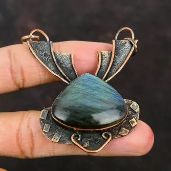 Кулон из лабрадорита, медный кулон, совершенно новый кулон, ювелирные изделия из драгоценных камней, подвески ручной работы из лабрадорита, медные украшения для подарка, подарка на помолвку