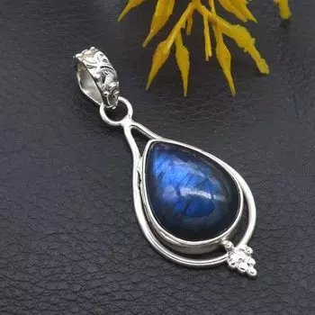 Кулон из лабрадорита, серебро 925 пробы, кулон ручной работы, дизайнерский кулон, кулон Рейки, ювелирные изделия ручной работы, серебряные украшения с подвесками