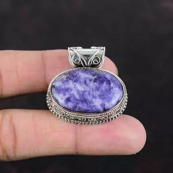 Кулон из лепидолита, винтажный кулон, настоящие драгоценные камни, кулон из стерлингового серебра 925 пробы, изящные ювелирные изделия, подарки для него, уникальная подвеска ручной работы