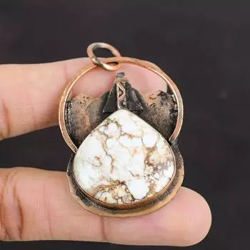 Кулон из магнезита Wild Horse, медный кулон, подвеска из настоящего драгоценного камня, подвески ручной работы, красивые медные украшения, украшения Wild Horse для подарков