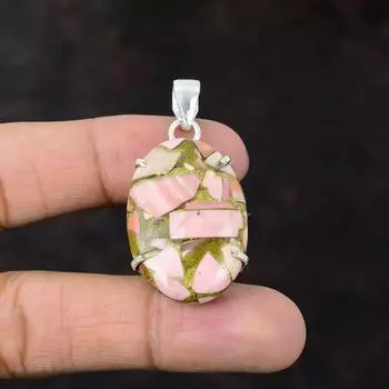 Кулон из медного розового опала из стерлингового серебра 925 пробы. Эффектные ювелирные изделия. Подвеска ручной работы. Достойный ювелирный подарок из драгоценных камней для ее удивительного кулона.