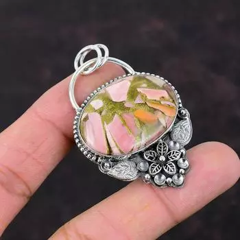 Кулон из медного розового опала, очень красивые ювелирные изделия из драгоценных камней, подвеска из стерлингового серебра 925 пробы, подвеска с цветком ручной работы, подарок для свадебных украшений из камня
