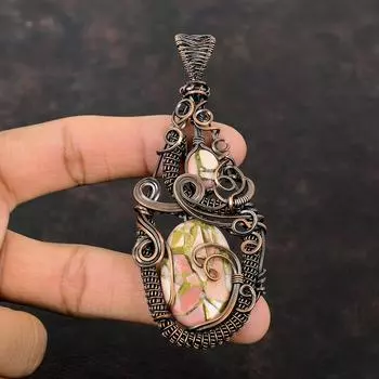 Кулон из медной розовой опаловой медной проволоки Кулон ручной работы Кулон из медной проволоки Ювелирные изделия Подвеска из натурального драгоценного камня Подарок на юбилей