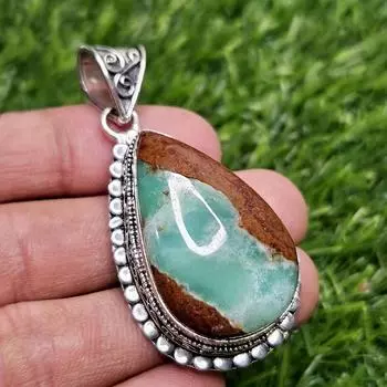 Кулон из натурального био-хризопраза, подвеска из стерлингового серебра 925 пробы с драгоценным камнем, подарок для нее зелёный