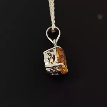 Кулон из натурального цитрина, кулон овальной огранки, подвеска-пасьянс, женское ожерелье