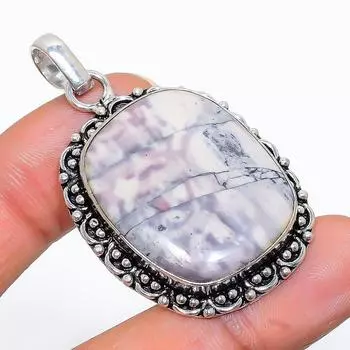 Кулон из натурального фарфора с яшмой ручной работы из стерлингового серебра 925 пробы 1,81 дюйма B0j28