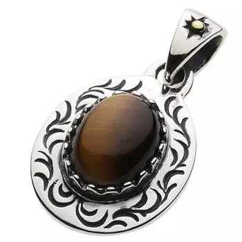 Кулон из натурального камня тигровый глаз серебро p0494te [Cenote] [925 Аксессуары]