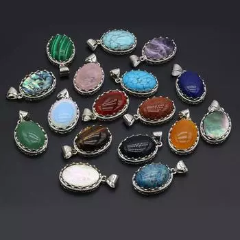 Кулон из натурального камня в форме яйца, кружевной кулон, розовый кварц/малахит/ляпис-лазурь/агаты для изготовления ювелирных изделий, ожерелье, серьги своими руками Malachite/20x30mm