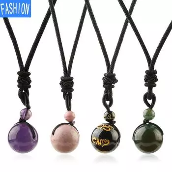 Кулон из натурального кристалла 16 мм, круглая бусина, длинная ручная веревка, простое ожерелье lava lava