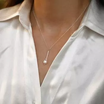 Кулон из натурального пресноводного жемчуга, ожерелье из стерлингового серебра 925 пробы, модные украшения для женщин, подарки 45cm белый