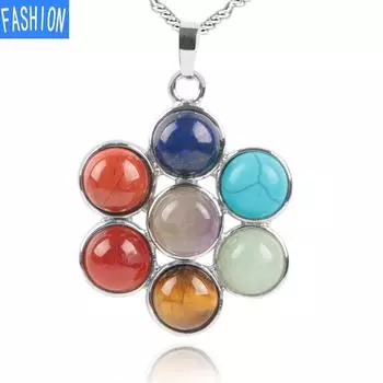Кулон из натуральных кристаллов чакр, европейское и американское аметистовое ожерелье для мужчин и женщин