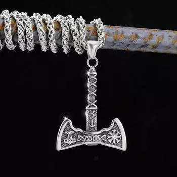 Кулон из нержавеющей стали 316L, амулет с боевым топором викингов из нержавеющей стали, винтажный кулон серебряный