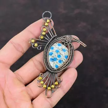 Кулон из яшмы K2, медная проволока, обернутая в обертку, подвеска из драгоценного камня для женщин, замечательные медные украшения, подвеска ручной работы, подарок для нее, украшения в виде птицы