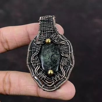 Кулон из яшмы Камбаба, кулон из медной проволоки, кулон из натурального драгоценного камня, новый кулон ручной работы, медная проволока, ювелирный подарок для нее