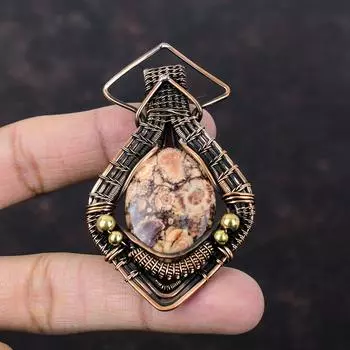 Кулон из яшмы с птичьим глазом, медная проволока, кулон, медные украшения ручной работы, кулон с драгоценным камнем, ювелирные изделия из проволочной обертки для подарка, кулон с камнем по случаю рождения