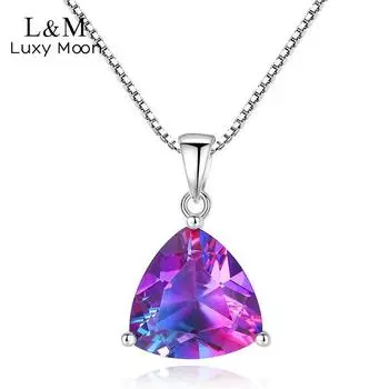 Кулон из радужного камня S925 Серебряное ожерелье Ювелирные изделия Женские украшения S925