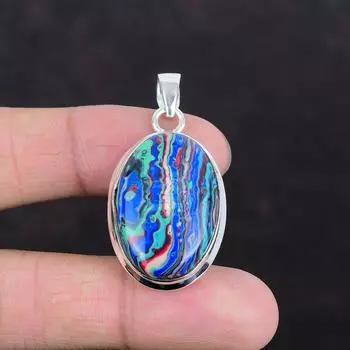 Кулон из радужной кальциевой соли, драгоценный камень, уникальный ювелирный кулон из стерлингового серебра 925 пробы, подвеска из радужной кальциевой соли, ручная работа, кулон для подарков