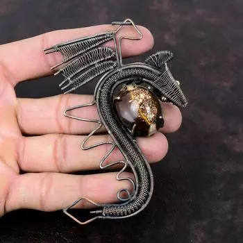 Кулон из ракушки каури, медная проволока, кулон, медные украшения ручной работы, кулон с драгоценным камнем, ювелирные изделия в виде дракона, уникальный стиль, кулон, подарок для женщин