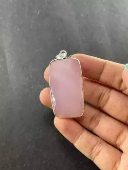 Кулон из розового кварца. Подвеска из стерлингового серебра 925 пробы. Женский изящный кулон.