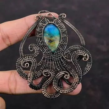 Кулон из шаттукита, кулон из медной проволоки, оригинальный кулон с драгоценным камнем, ювелирные изделия из медной проволоки, кулон ручной работы, ювелирные изделия из осьминога для подарка