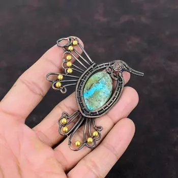 Кулон из шаттукита, медная проволока, кулон, уникальный дизайн, кулон, ювелирные изделия в виде птиц, кулон из драгоценного камня, медные украшения ручной работы, подарок для мамы