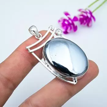 Кулон из шунгита и белого топаза, ювелирное изделие из стерлингового серебра 925 пробы, кулон ручной работы, на День благодарения 1.77 Inches