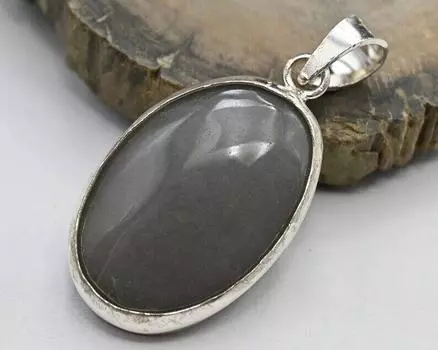 Кулон из стерлингового серебра 925 пробы, овальный серый кулон из халцедона, драгоценный камень ручной работы