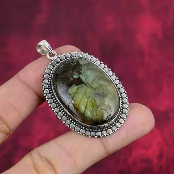 Кулон из стерлингового серебра 925 пробы с лабрадоритом, ювелирные изделия ручной работы с драгоценными камнями, подарки для жены, абсолютно новый кулон 2.17Inches зелёный