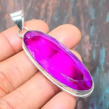 Кулон из стерлингового серебра 925 пробы с розовым аметистом для нее 2.48 Inches розовый