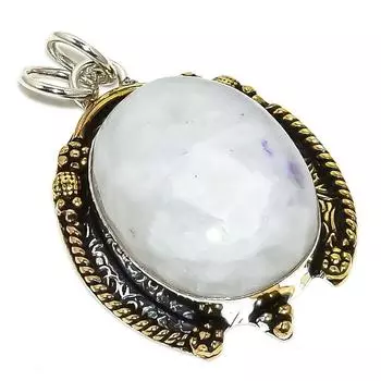 Кулон из стерлингового серебра 925 пробы с натуральным радужным лунным камнем, 1,77 дюйма, I7N77
