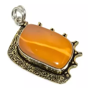 Кулон из стерлингового серебра 925 пробы с натуральным драгоценным камнем Мукаит, двухцветный, 1,97 дюйма, d6j16