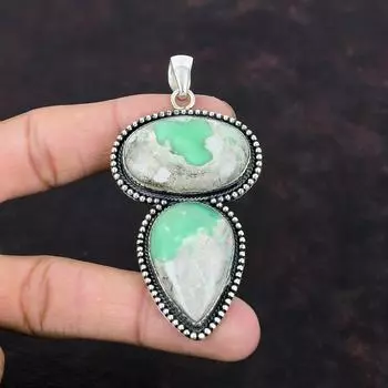 Кулон из стерлингового серебра 925 пробы с варисцитом, очень красивые ювелирные изделия из драгоценных камней, кулон ручной работы, винтажный ювелирный подарок для женщин, эффектный кулон