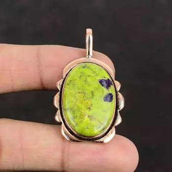 Кулон из стихтита, медный кулон, антикварные ювелирные изделия ручной работы, оригинальный кулон с драгоценным камнем, красивые медные украшения, элегантный кулон, подарок на помолвку