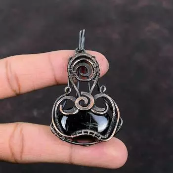 Кулон из сугилита, обернутый медной проволокой, кулон из сугилита, ювелирные изделия, кулон ручной работы, красивые медные украшения, изысканный кулон с драгоценным камнем, подарок для мамы