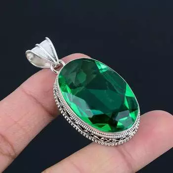 Кулон из зеленого кварца с драгоценным камнем, твердый кулон из стерлингового серебра 925 пробы, ювелирный подарок для унисекс