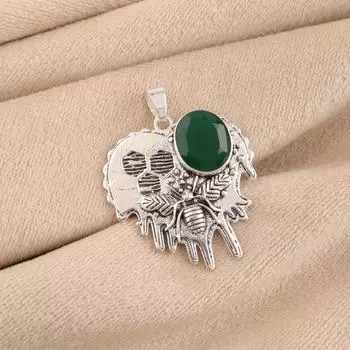 Кулон из зеленого оникса из серебра 925 пробы ручной работы 1,49 Подарок на годовщину CP-28-20