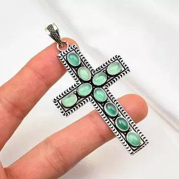 Кулон из зеленого оникса Ювелирные изделия ручной работы из драгоценных камней, кулон из стерлингового серебра 925 пробы, уникальный дизайн ювелирных изделий 3.14 Inches зелёный