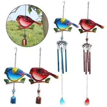 Кулон «Колокольчик ветра» ручной работы, красочная птица, металлическое стекло, подвесной колокольчик, украшение на окно, дверь для дома и сада A