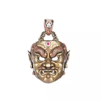 Кулон Kongo Rikishi, амулет, ожерелье, статуэтка Nio Agata, необработанная латунь, буддизм, серебряный кулон, ювелирное изделие, зло, добро, металл, гипоаллергенная коробка