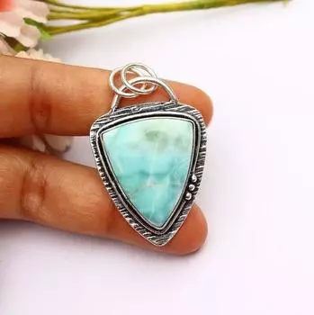 Кулон Ларимар Ожерелье Ларимар Серебряный кулон 925 Большой кулон Ларимар