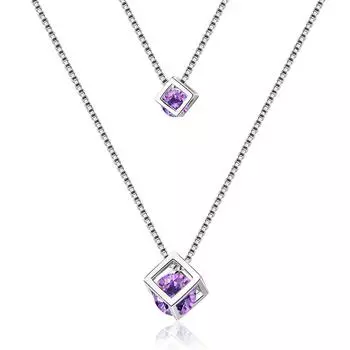 Кулон Love Rubik s Cube Женское двухслойное ожерелье Подарки для подруг Ошейник Цепочка Ожерелье Ювелирное ожерелье Романтические праздники Copper